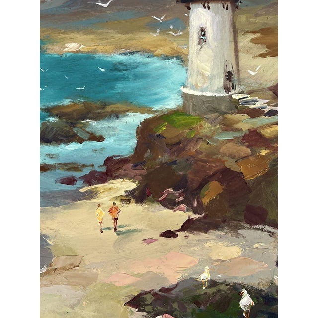 Oil Painting Lighthouse by the Sea on the Beach Yuriy Suprunchuk For Sale - Image 9 of 11