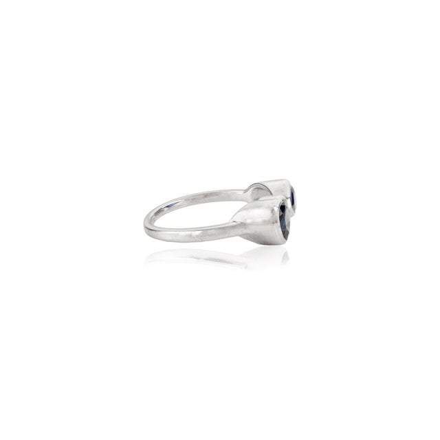 Not Yet Made - Made To Order 18k Gold Natural Blue Sapphire Pear & Heart Modern Toi Et Moi Ring Size 6 For Sale - Image 5 of 14