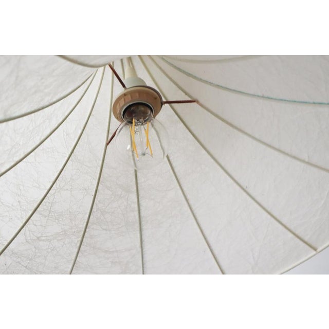 Cocoon Hanging Lamp in the Shape of Tulipan with Turquoise Stripes, 1960s For Sale - Image 17 of 18