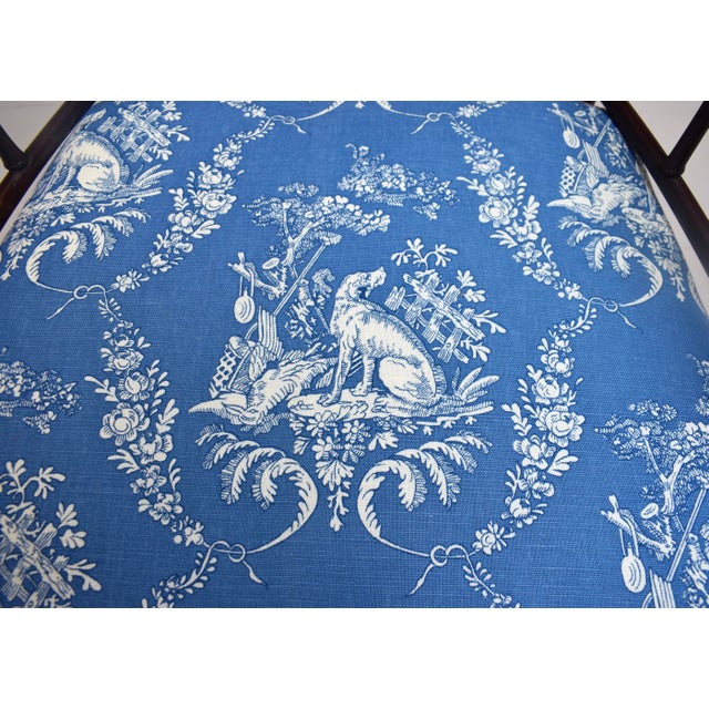 Antique Country Regency Cross Back Armchair With Brunschwig & Fils Cushion For Sale - Image 13 of 13