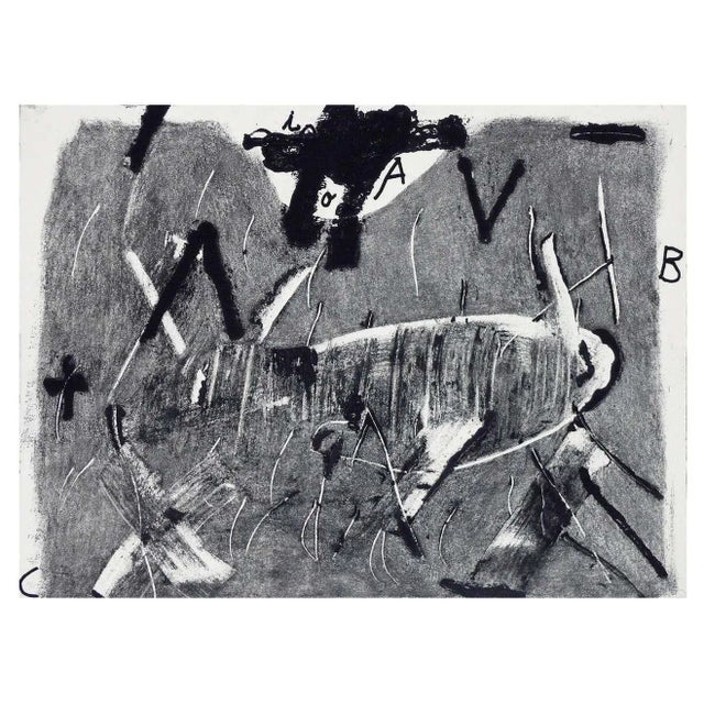 Lletres i Gris' etching by Antoni Tàpies, 1976. Etching with etching, drypoint and additive techniques on Guarro paper....