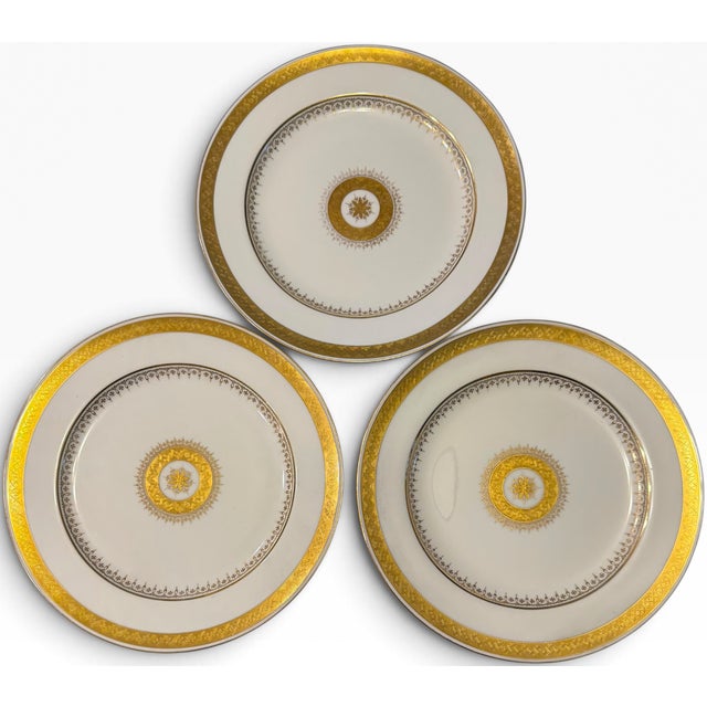 Antique Minton for Tiffany and Co. Gold-Encrusted Dinner Plates - Set of 18 For Sale - Image 11 of 17