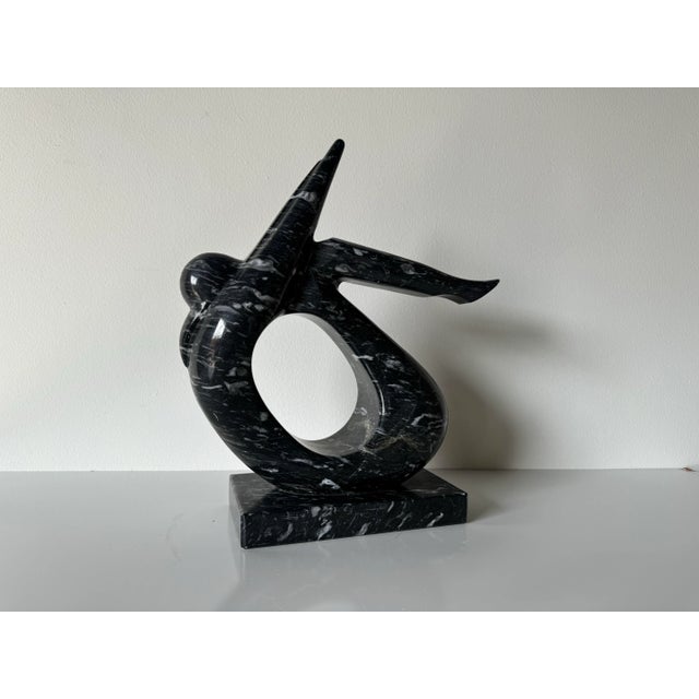 Black Vintage Black & White Marble Abstract Woman Sculpture For Sale - Image 8 of 10