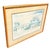 Vintage framed coastal art print featuring the iconic Santa Monica Yacht Harbor entrance with classic California seaside...