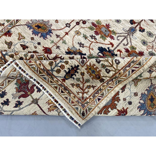 Beige Sultani Persian-Style Floral Natural Dye Wool Area Rug, 8'2" X 9'9" For Sale - Image 15 of 16