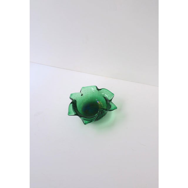 Emerald Scandinavian Modern Emerald Green Art Glass Bowl, Organic Modern, 1960s Denmark For Sale - Image 8 of 11