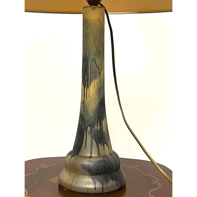 Pate De Verre Fabric Shade Table Lamp, 1950s For Sale - Image 4 of 12