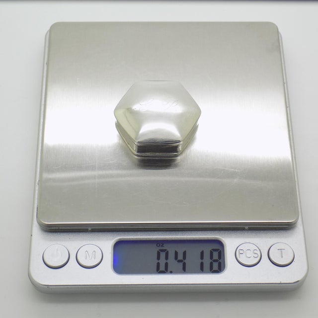 Vintage Italian Handmade Genuine Sterling Silver Engraved Hexagon Pill Snuff Trinket Box For Sale - Image 11 of 13