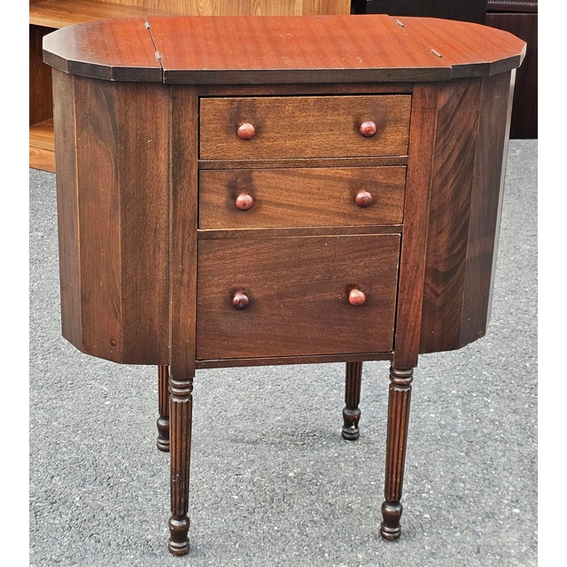 Victorian Early 20th C. Martha Washington Walnut and Mahogany Sewing Cabinet Side Table For Sale - Image 3 of 10