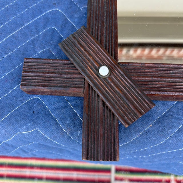 Late 19th Century Antique Victorian Walnut Gingerbread Reeded Wall Mirror, Circa 1860s For Sale - Image 5 of 12