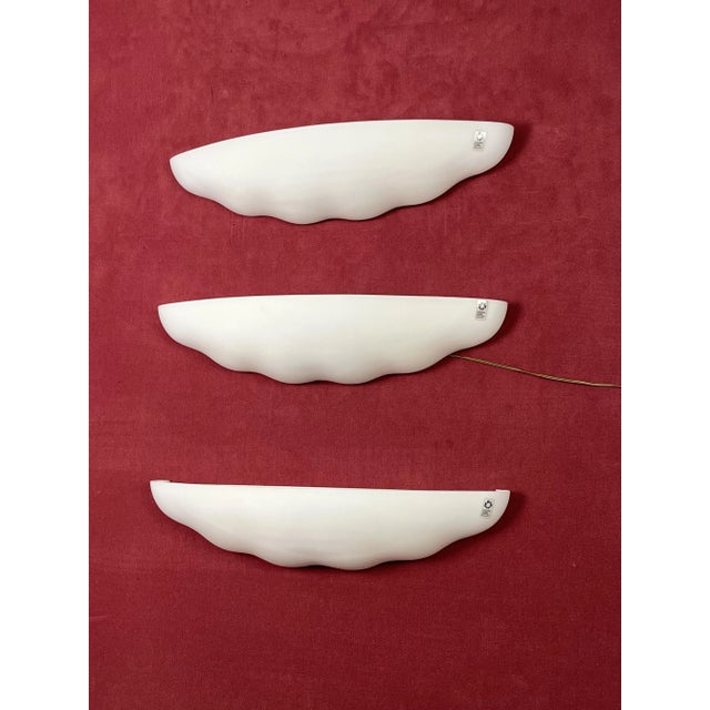 Large Wall Lamps in Opaline Blown Murano Glass from Leucos, 1980s, Set of 3 For Sale - Image 3 of 18