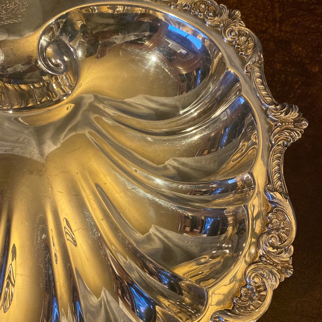 Silver Vintage Poole Silver Co Old English Large Footed Shell Dish Griffin Crest For Sale - Image 8 of 11