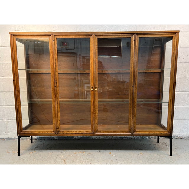 Brown Broyhill Brasilia Mid-Century Modern Glass Display Hutch For Sale - Image 8 of 16