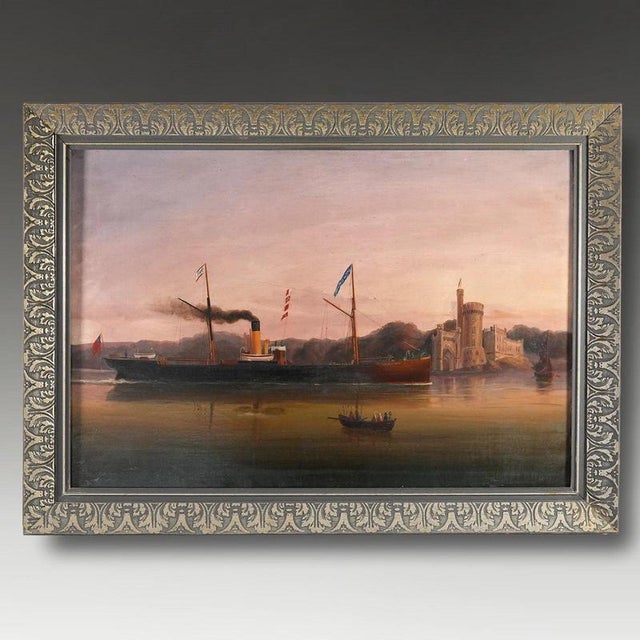 A substantial 19th-century British marine painting depicting the steamship City of Dortmund passing Blackrock Castle in...