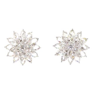 5.78 Carat Rose Cut Diamond Gold Earrings, Pair For Sale
