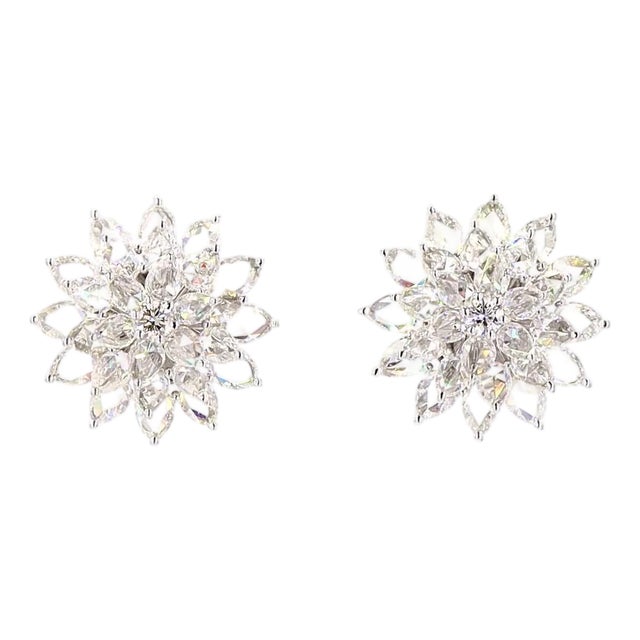 5.78 Carat Rose Cut Diamond Gold Earrings, Pair For Sale