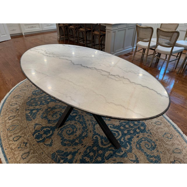 White Arhaus Meridian White Marble Top Oval Dining Table For Sale - Image 8 of 12