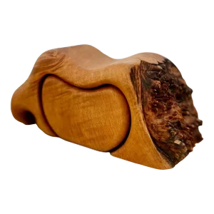 1970s Burl Wood Puzzle Stash Box by Fred & Marilyn Buss