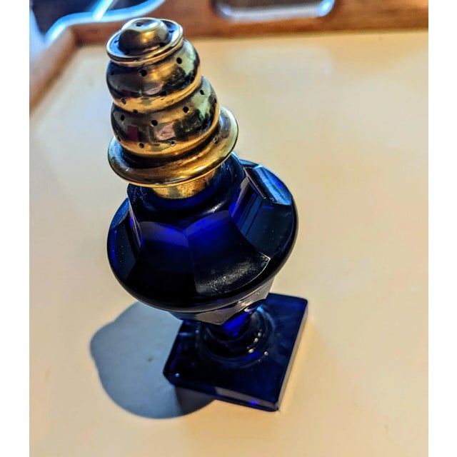 Victorian Antique Cobalt Blue Glass Victorian Salt Shaker For Sale - Image 3 of 3