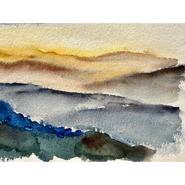 Rustic Henry Emil Salloch Original Watercolor on Paper Panoramic Sunset. For Sale - Image 3 of 6