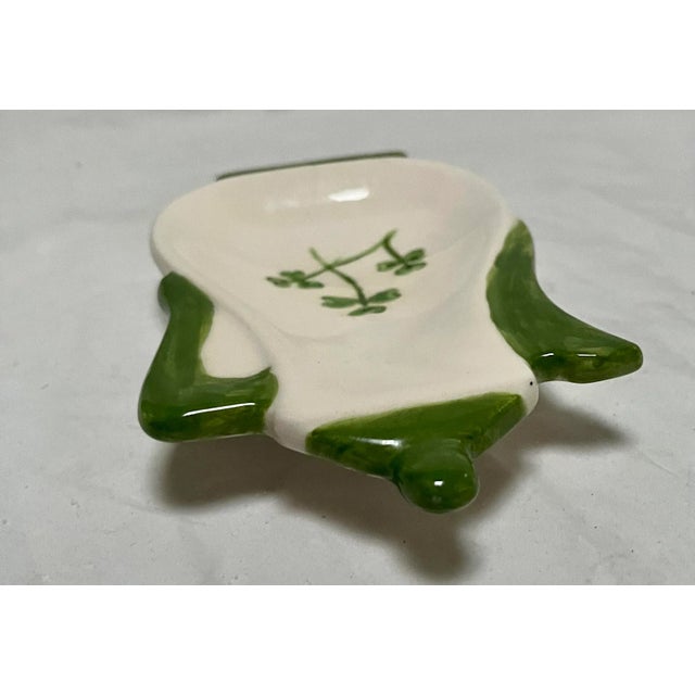 Folk Art Hand Painted Green ShamrockTea Bag Rest, Signed by the Artist For Sale In Palm Springs - Image 6 of 10
