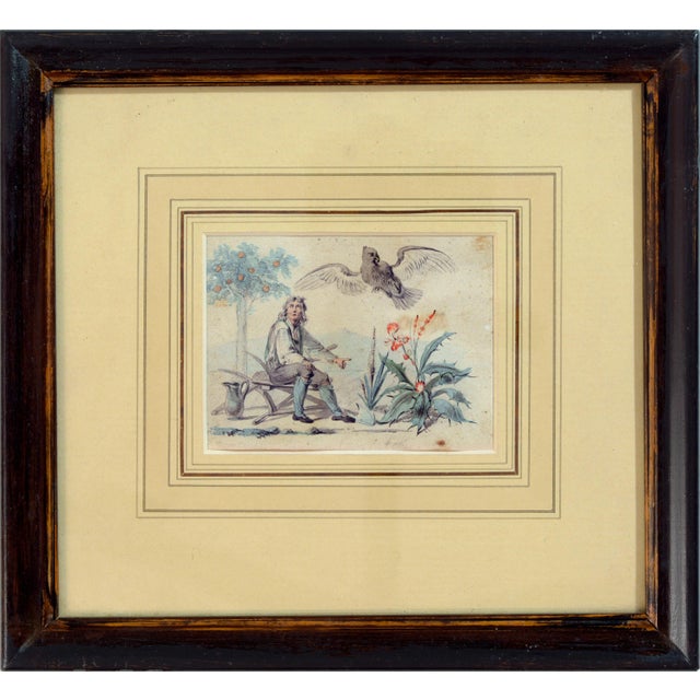 Figurative Composition, 19th Century, Watercolor Drawings on Paper, Framed, Set of 4 For Sale - Image 3 of 8