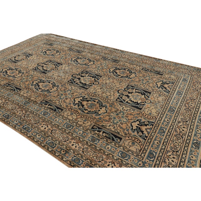 Rug & Kilim Antique Khorassan Persian Rug, Camel and Dark Blue Floral Patterns - Rug & Kilim For Sale - Image 4 of 8