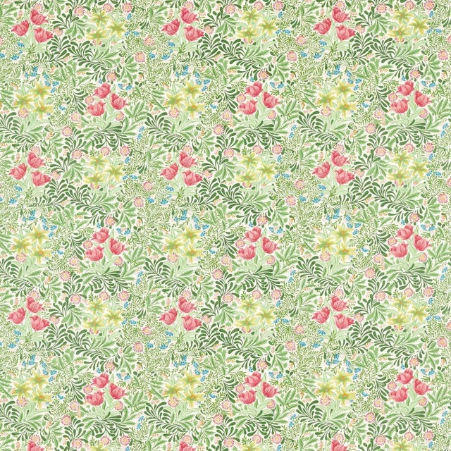 Morris & Co Bower Fabric in Boughs Green/Rose - a Sample For Sale