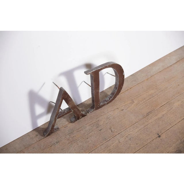 Vintage Metal Letter Sign A, Former Czechoslovakia, 1940s, Set of 2 For Sale - Image 6 of 8