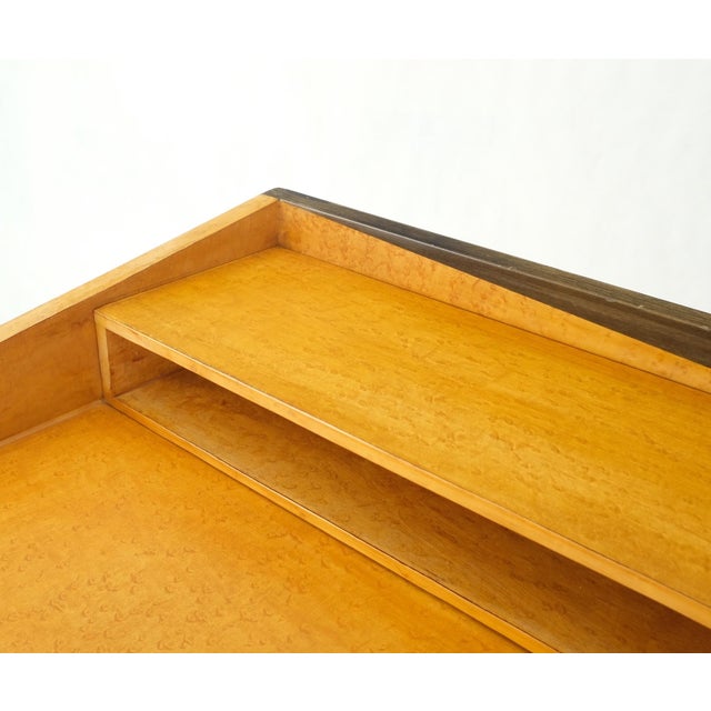 Birds Eye Maple Italian Art Deco Style Low Profile Desk w/ Leather Chair Mint! For Sale - Image 10 of 18