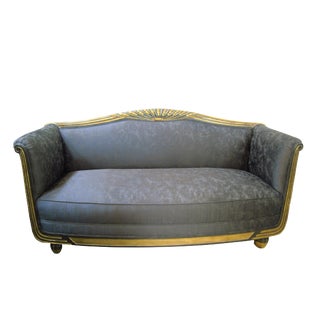 1940s Vintage Carved Art Deco Small Sofa For Sale