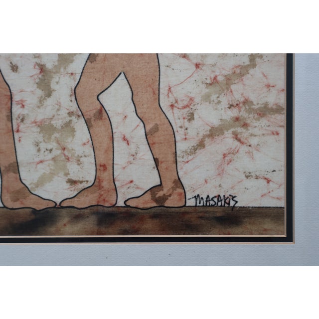 1970s Masakis Signed Batik After the Akrotiri “Boxing Children” Fresco For Sale - Image 9 of 18