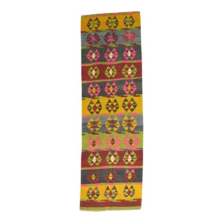 Vintage Zabihi Collection Turkish Kilim Runner - 3' x 10'11" For Sale