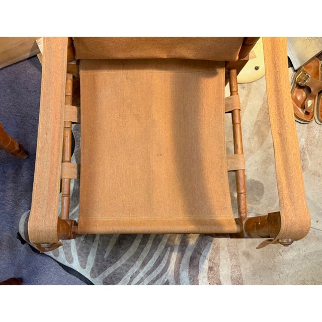Wood Mid Century Wood and Canvas Safari Chairs For Sale - Image 7 of 9
