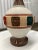 Mid 20th Century Mid-Century Modern Tall Glazed Ceramic Painted Single Gourd Table Lamp and Barrel Shade - a Pair For Sale - Image 5 of 13
