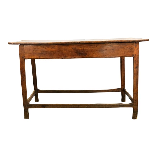 19th Century Antique Elm Wood Tavern Table With Game Carving For Sale