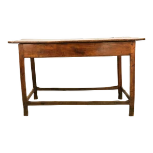 19th Century Antique Elm Wood Tavern Table With Game Carving