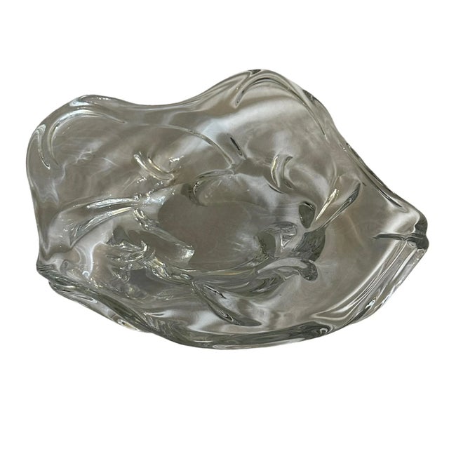 Glass Extra Large Mid-Century Modern Freeform Murano Clear Crystal Dish Bowl. For Sale - Image 7 of 8