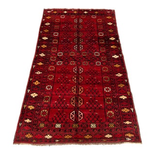 Antique Ersari Turkmen Hand-Knotted Wool Rug - 7'9" X 4'6" For Sale