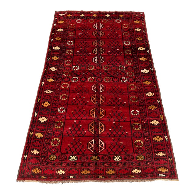 Antique Ersari Turkmen Hand-Knotted Wool Rug - 7'9" X 4'6" For Sale