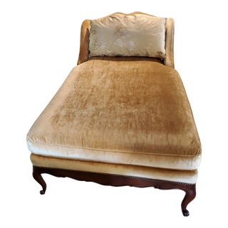 John Widdicomb for Stickley French Provincial Gold Velvet and Silk Chaise Lounge - Model 96-Jw For Sale
