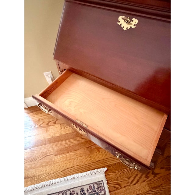 Wood 1960s Ethan Allen Georgian Court Cherry Drop-Front Secretary Desk For Sale - Image 7 of 9