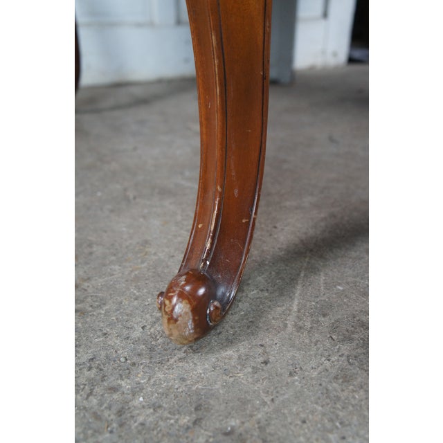 Brown Vintage Chippendale Style Mahogany Carved Leather Inset Executive Office Desk For Sale - Image 8 of 18