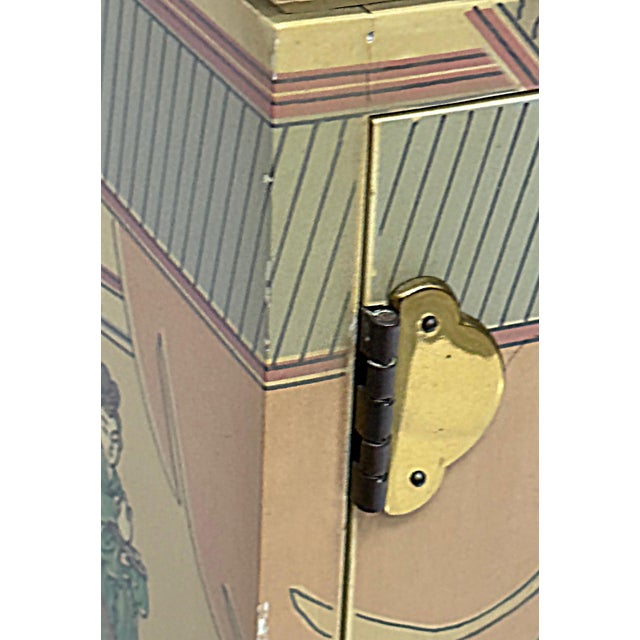 Vintage Drexel Heritage Chinoiserie Painted Cabinet, Faux Painted Stone Top For Sale - Image 10 of 12