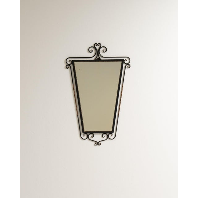 Wrought Iron Wall Mirror, Antique, France, Circa 1970 For Sale - Image 10 of 12