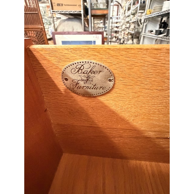 Mid-20th Century Baker Furniture Empire Cherry & Burl Wood Highboy Dresser For Sale - Image 12 of 12