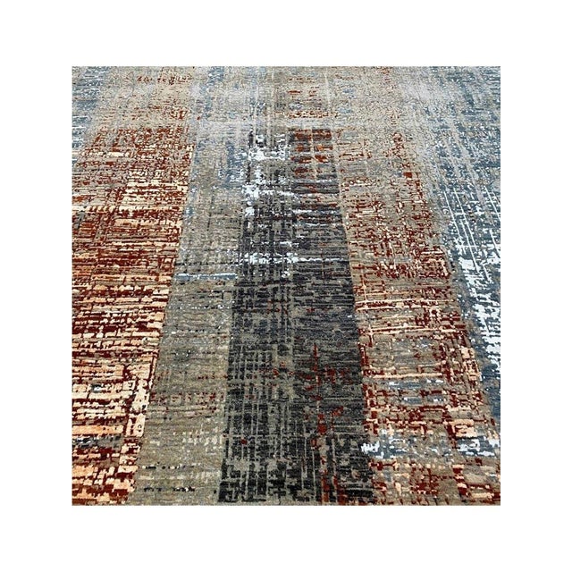 Handwoven Modern Abstract Area Rug 9x12 For Sale - Image 4 of 9