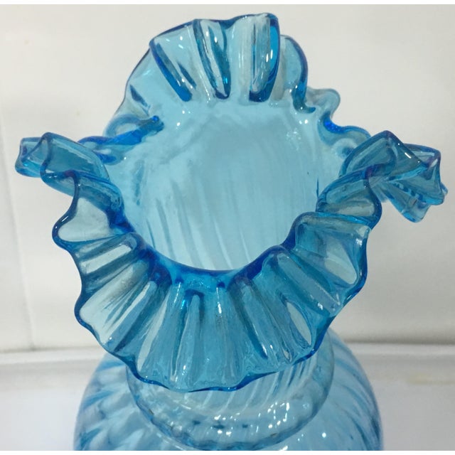 1940s Midcentury Biedermeier Style Glass Vase Light Blue For Sale - Image 5 of 6