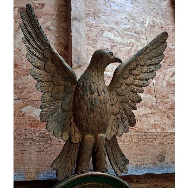 Empire Style Mirror with Eagle in Carved and Polychrome Wood, Late 19th Century For Sale - Image 5 of 9
