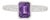Stella Solid 14k Gold Amethyst Ring With Natural Diamonds Accents, Emerald Cut, Size 6.75 For Sale